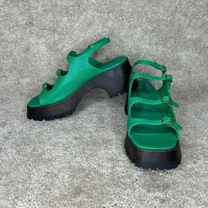 Charlotte Stone Ira kite green chunky platform Maryjane style shoes size 9 nwob